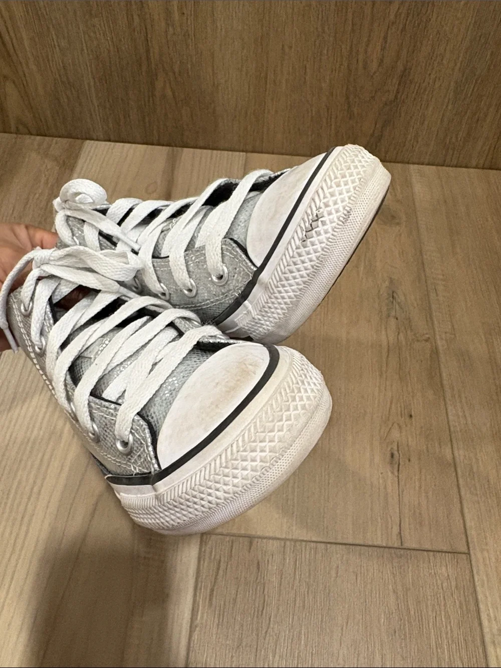 Converse Chuck Taylor Glitter All Star EVA Lift Hi Silver/White/Barely Grey 11